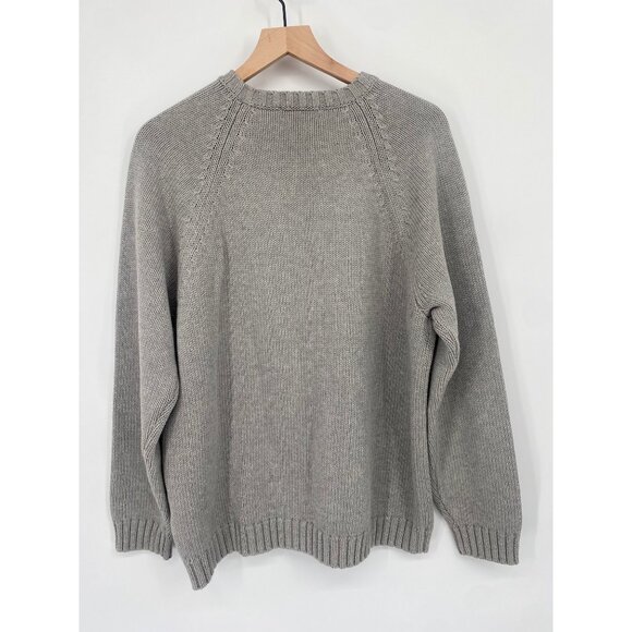 LAND'S END GRAY CHUNKY KNIT PULLOVER SWEATER SIZE LARGE 42-44 BAUMWOLLE - Picture 4 of 4